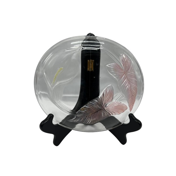 Retro 80's Oval Glass Bowl feat. White Calla Lily Pink Caladium Leaves France 21 - Picture 2 of 2